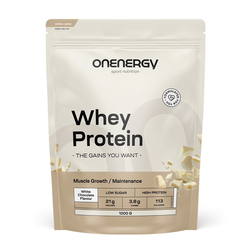 Whey srvátkové proteíny s príchuťou bielej čokolády.