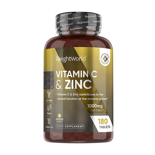 Vitamín C + zinok vo formě tabliet.